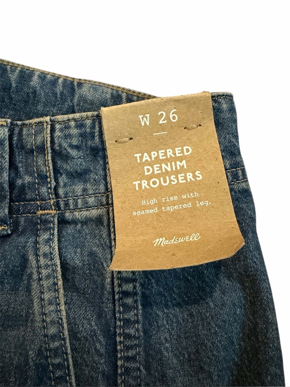 NWT: Madewell Tapered Denim Trousers, Size W 26 - Picture 7 of 13